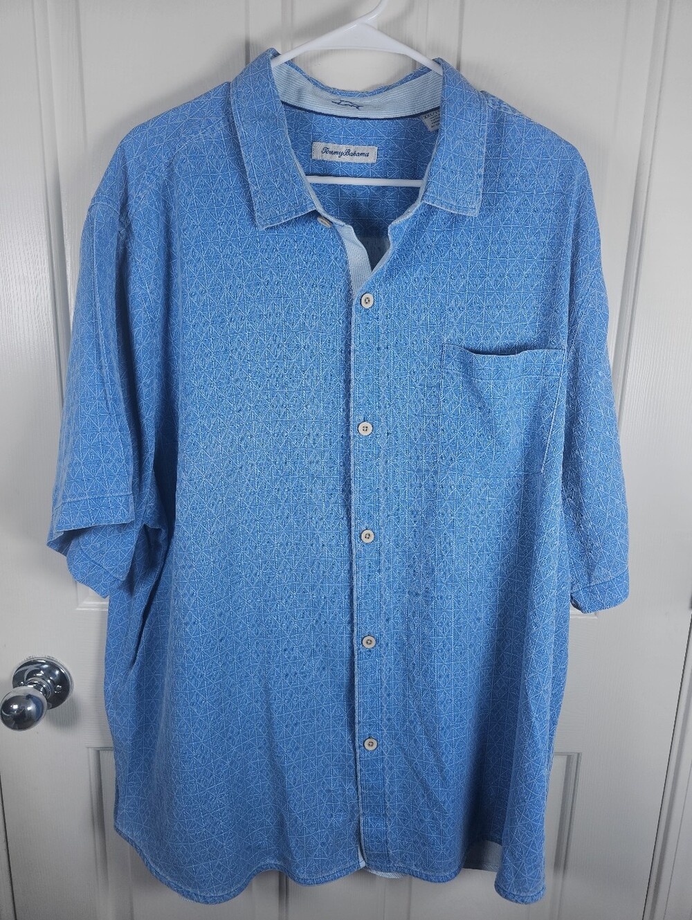 Tommy Bahama Blue Short Sleeve 100% Silk Camp Style Shirt Size XXL